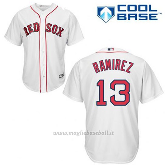 Maglia Baseball Uomo Boston Red Sox 13 Hanley Ramirez Bianco 1ªCool Base